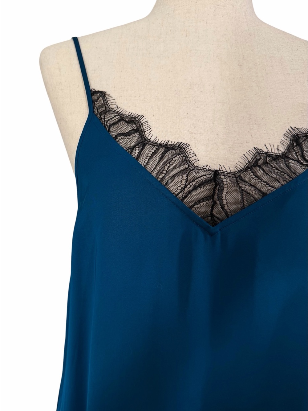 Teal Slip Dress with Black Lace Trim The Kooples NWT - Picture 4 of 6